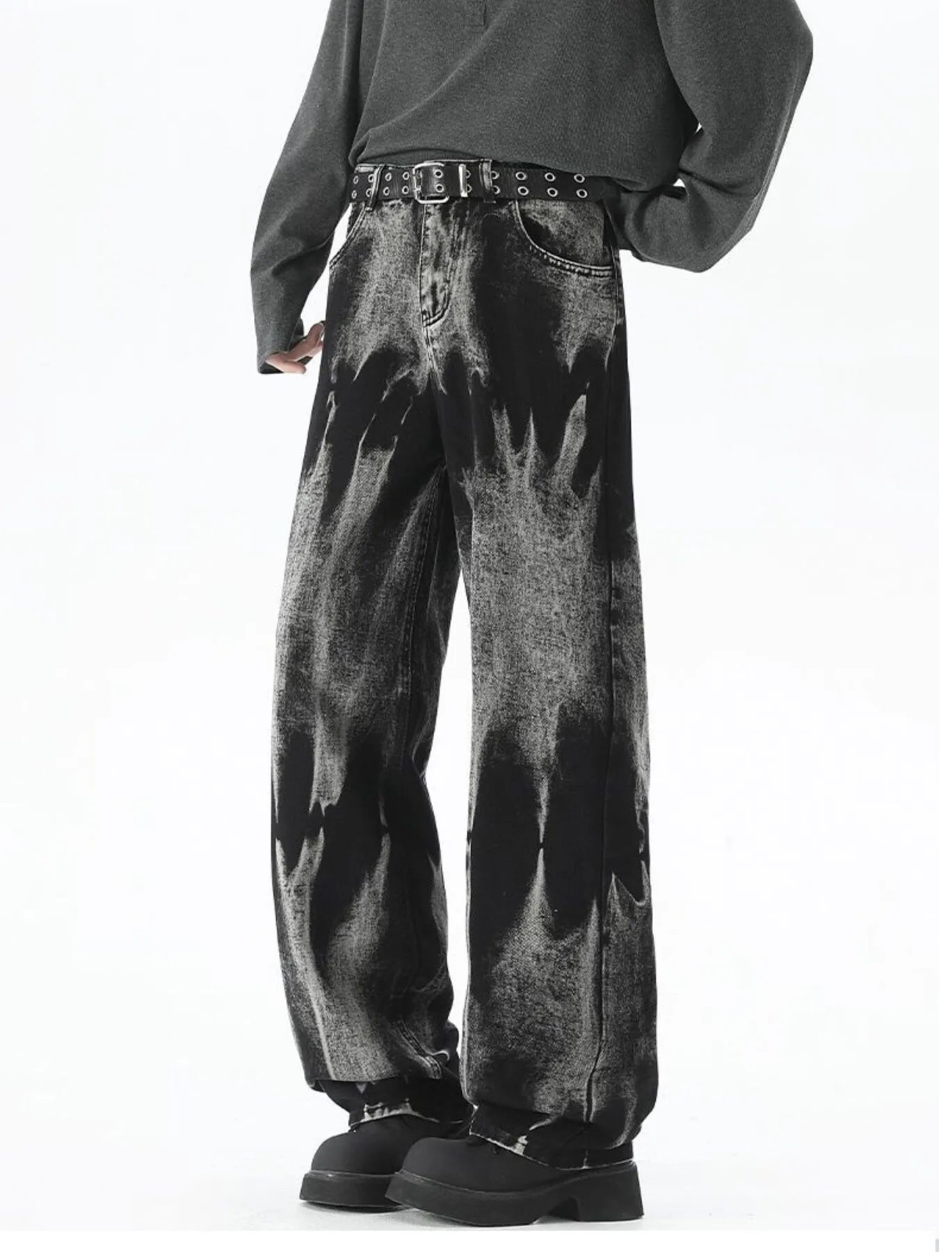 Men's Plus Size Washed Loose Fit Jeans