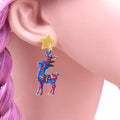 Acrylic Christmas Reindeer Dangle Earrings