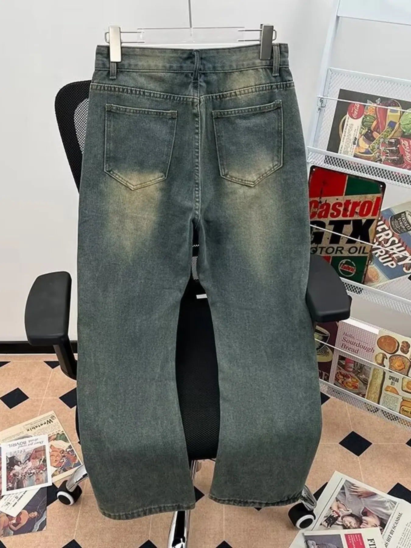 Men's Plus Size Vintage Wash Flare Jeans