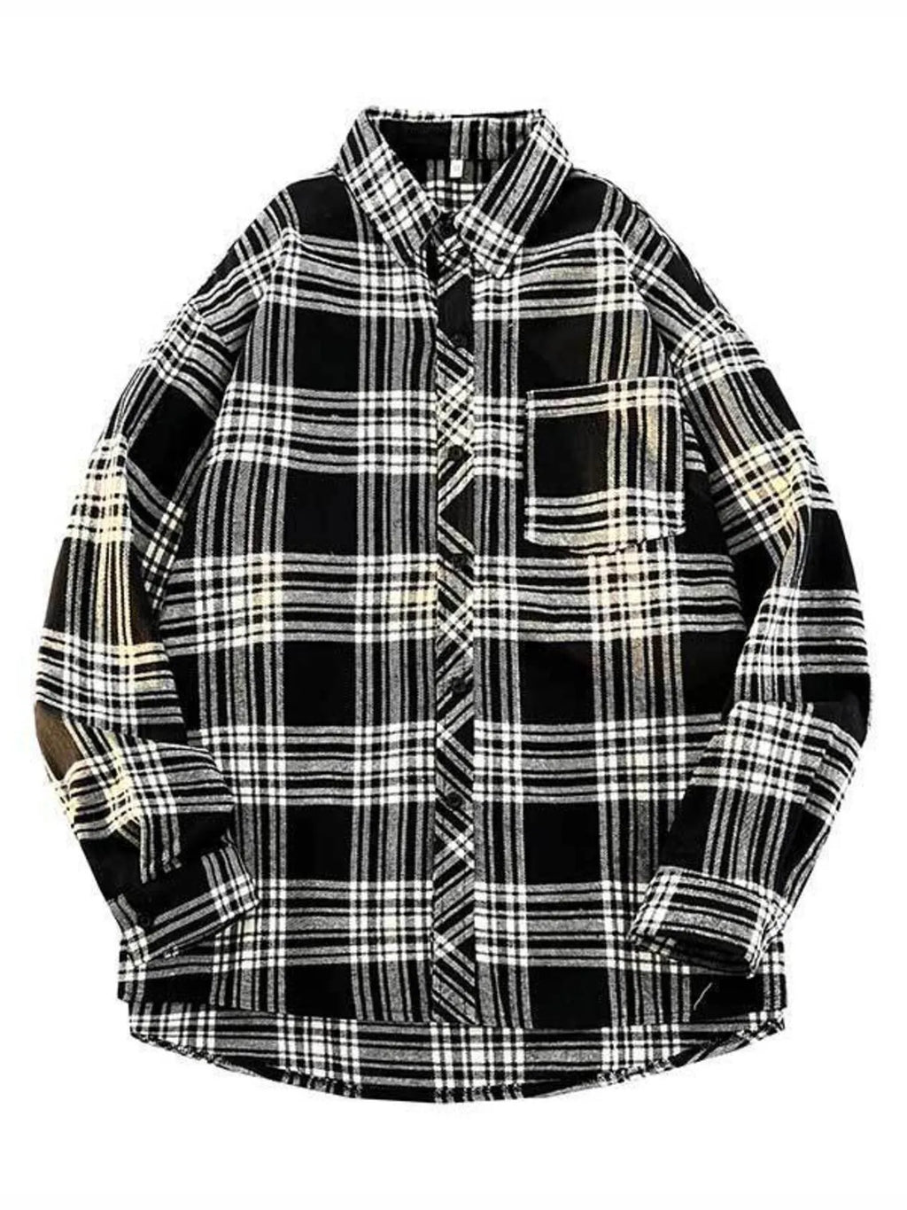 Men's Full Size Plaid Button Up Long Sleeve Shirt Plus Size