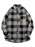 Men's Full Size Plaid Button Up Long Sleeve Shirt Plus Size