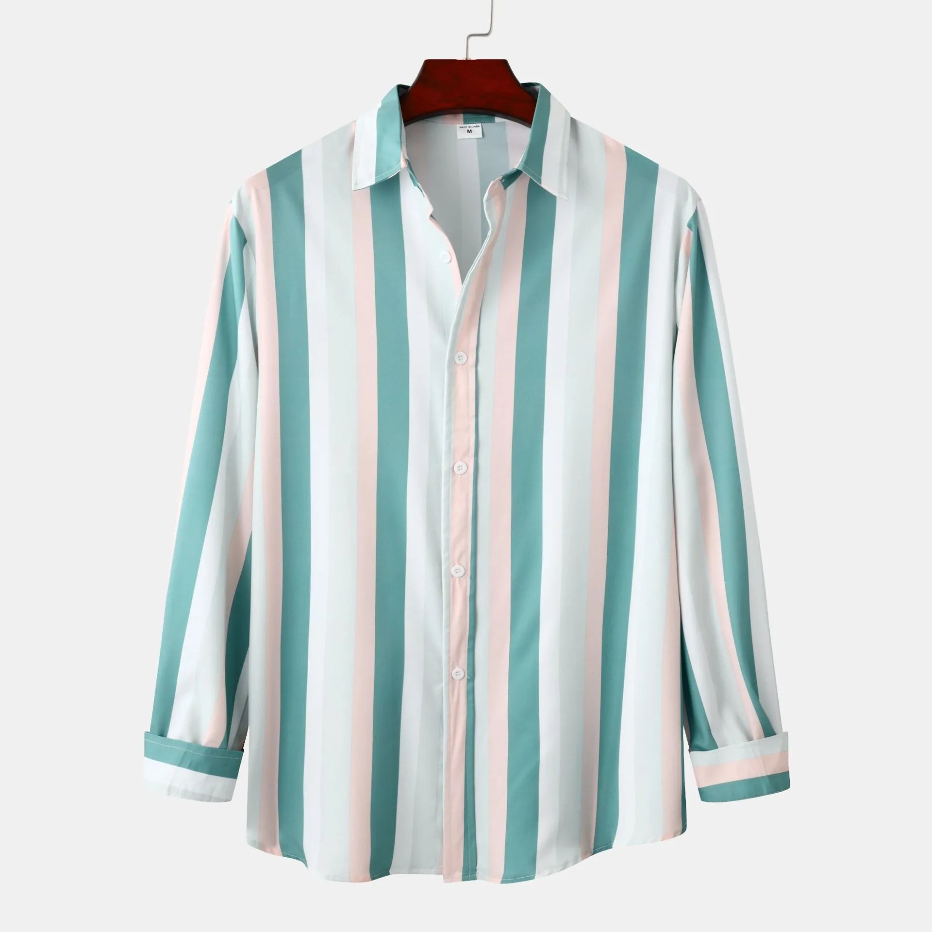 Men's Striped Button-Down Long Sleeve Shirt