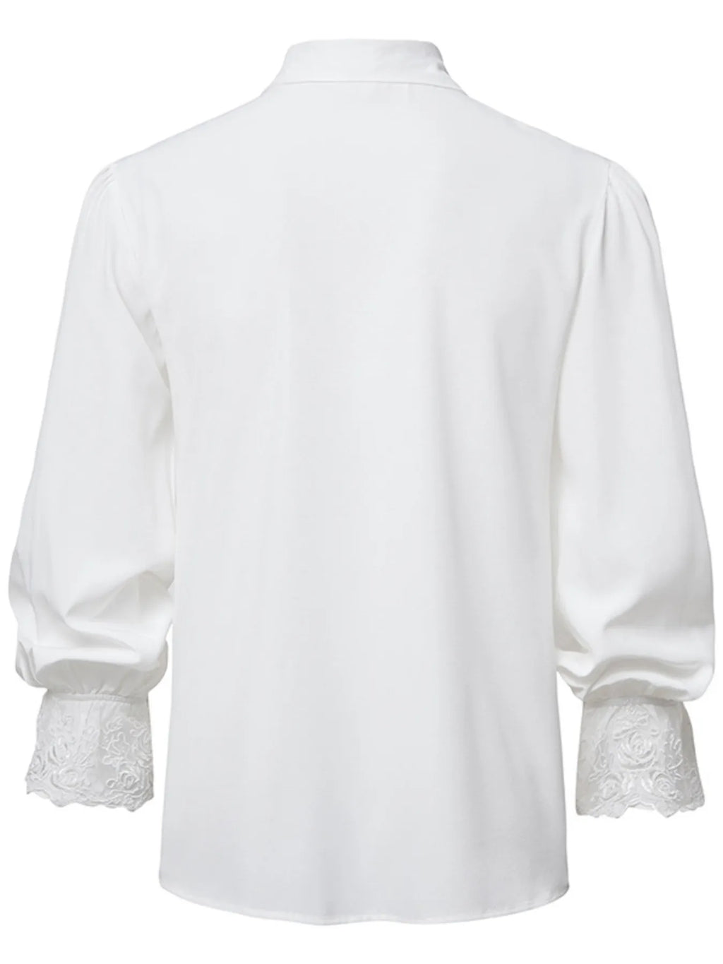 Men's Ruffled Lace Detail Long Sleeve Blouse