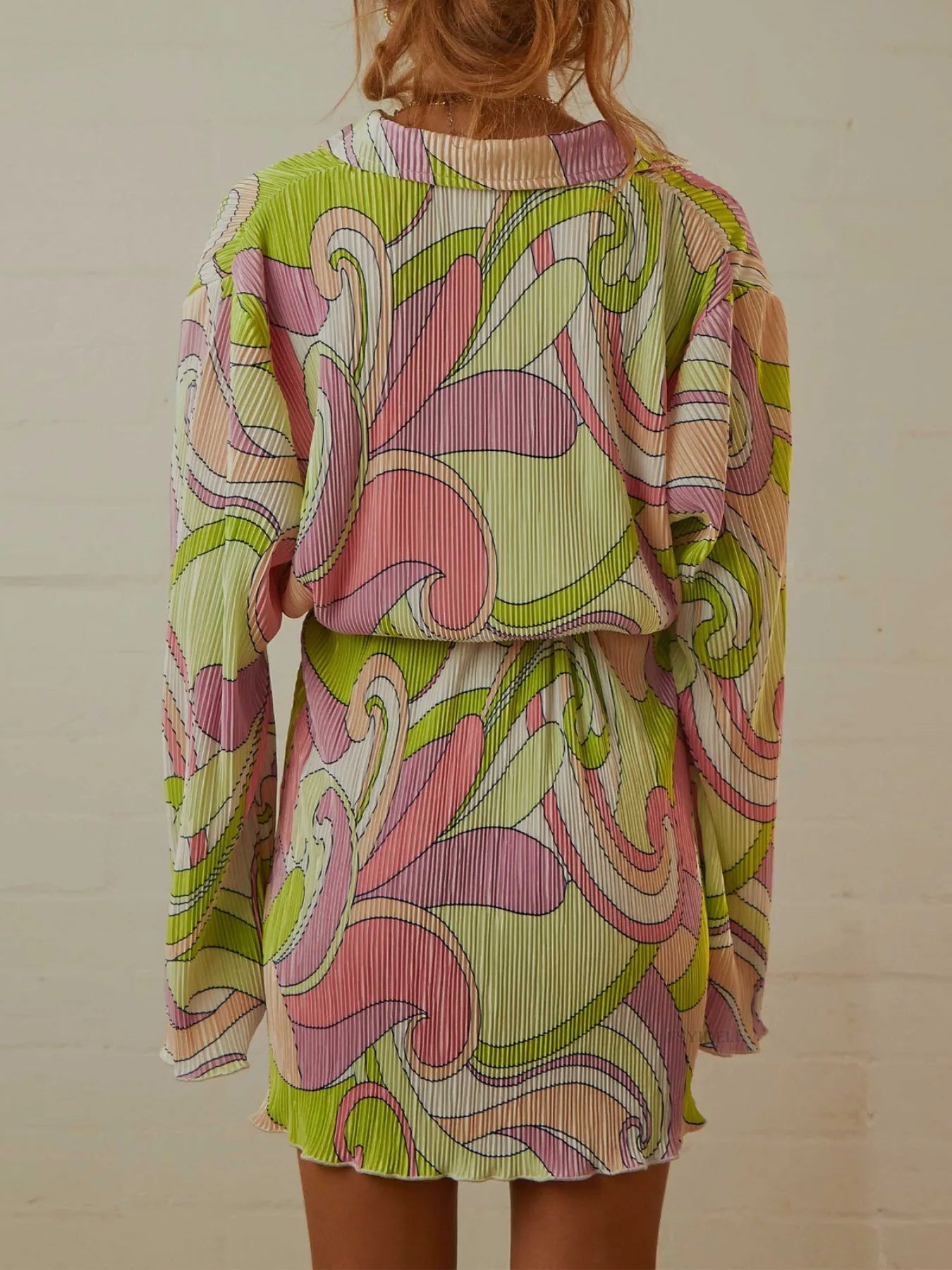 Printed Long Sleeve Mini Dress