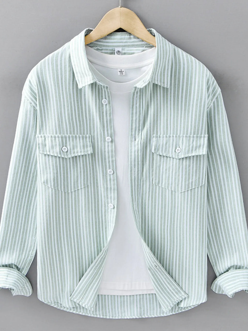 Men's Plus Size Striped Casual Long Sleeve Shirt
