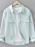 Men's Plus Size Striped Casual Long Sleeve Shirt