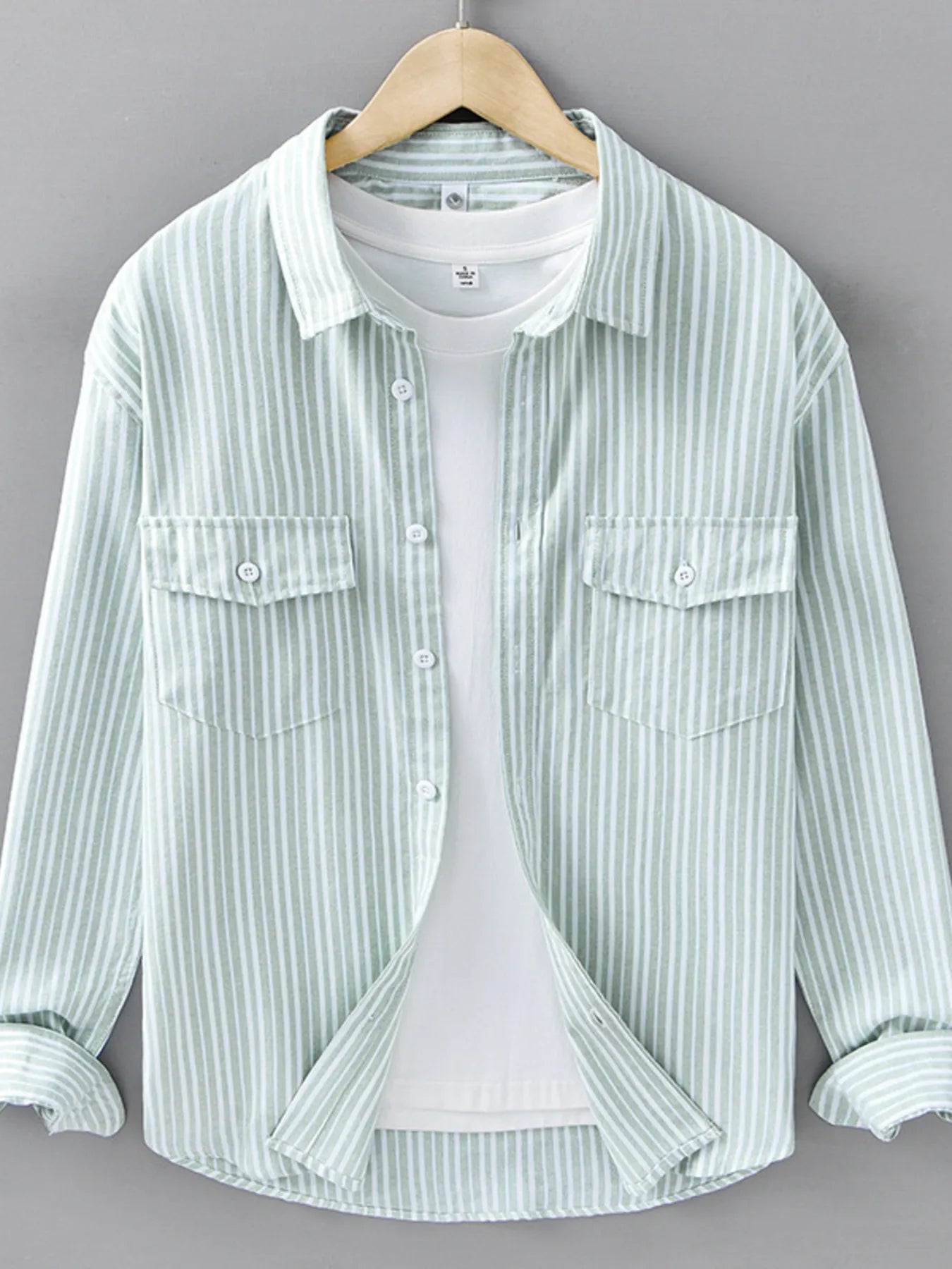Men's Plus Size Striped Casual Long Sleeve Shirt