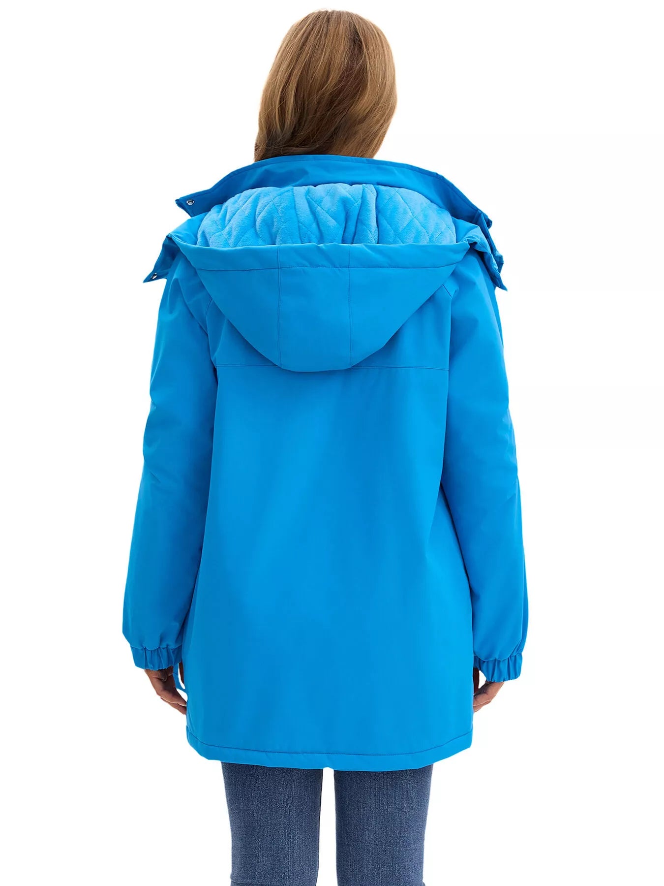 Full Size Hooded Mid-Length Windproof Outerwear Plus Size