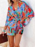 Oversized Tied Back Printed Romper