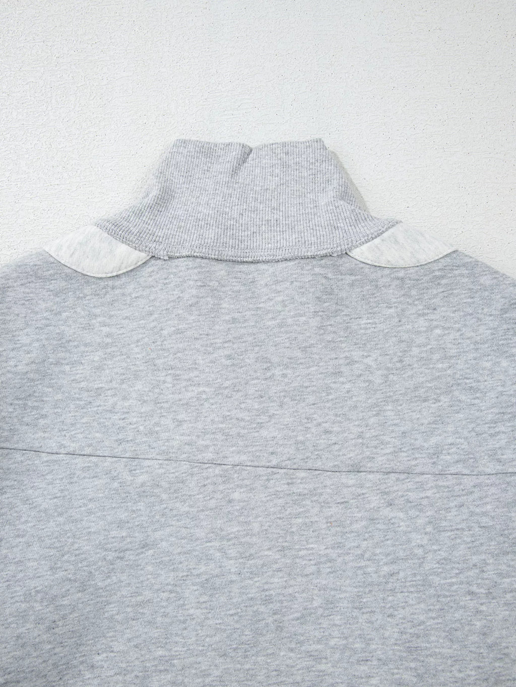 Half Zipper Collared Drop Shoulder Side Slits Sweatshirt