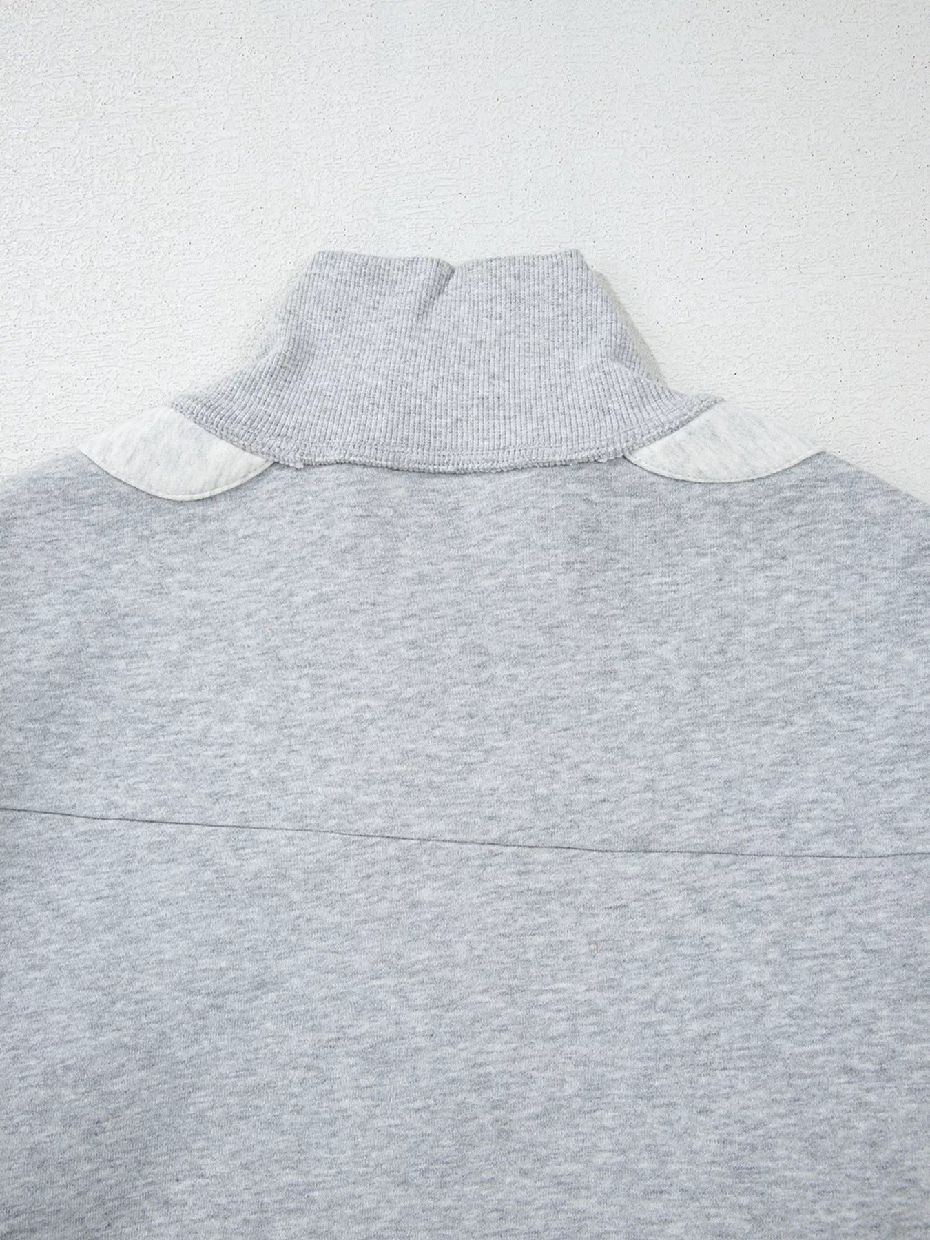 Half Zipper Collared Drop Shoulder Side Slits Sweatshirt
