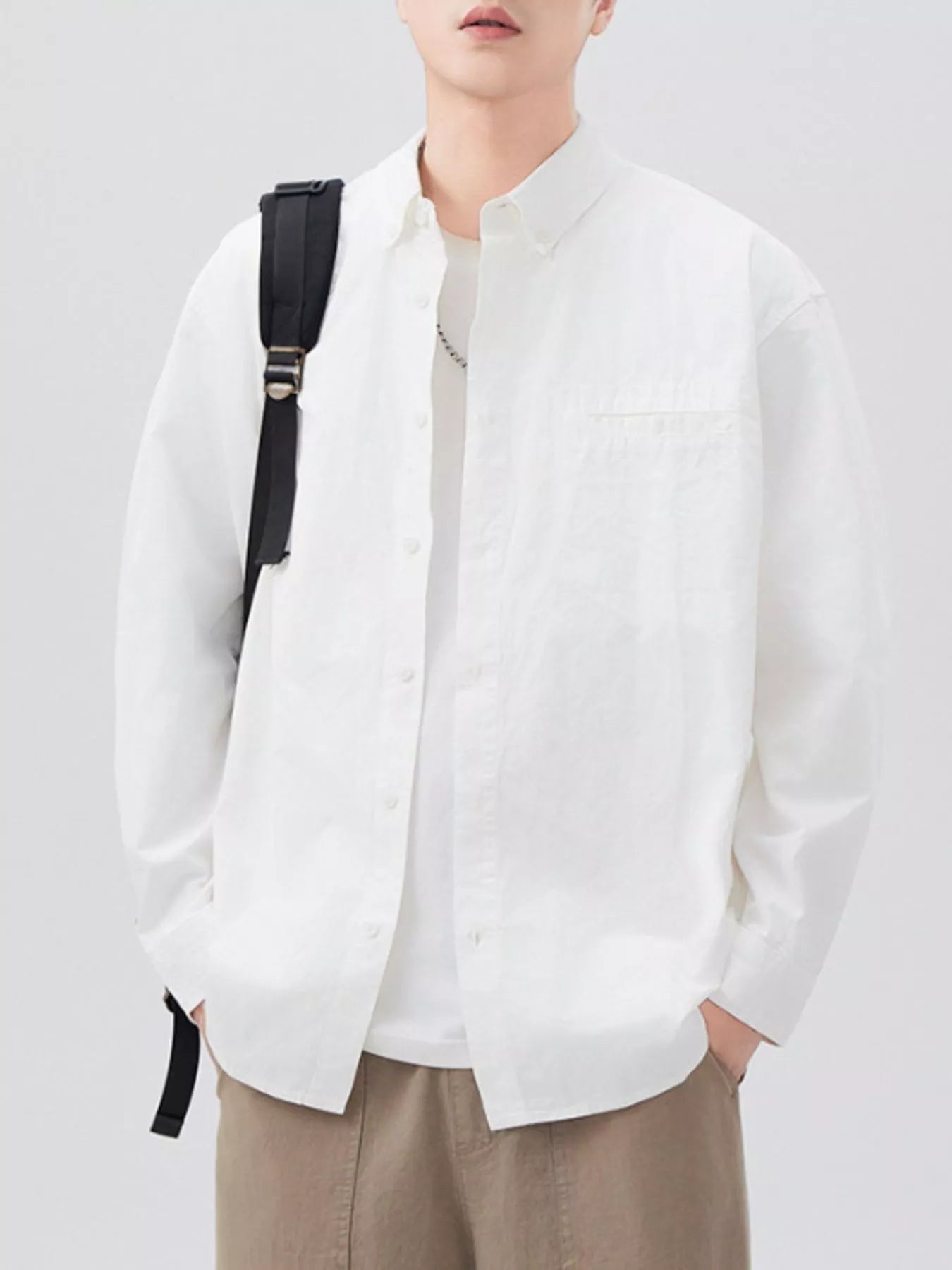 Men's Plus Size Button Up Long Sleeve Shirt