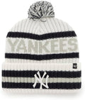 47 New York Yankees Adult Bering Cuffed Knit Pom Beanie Hat - White