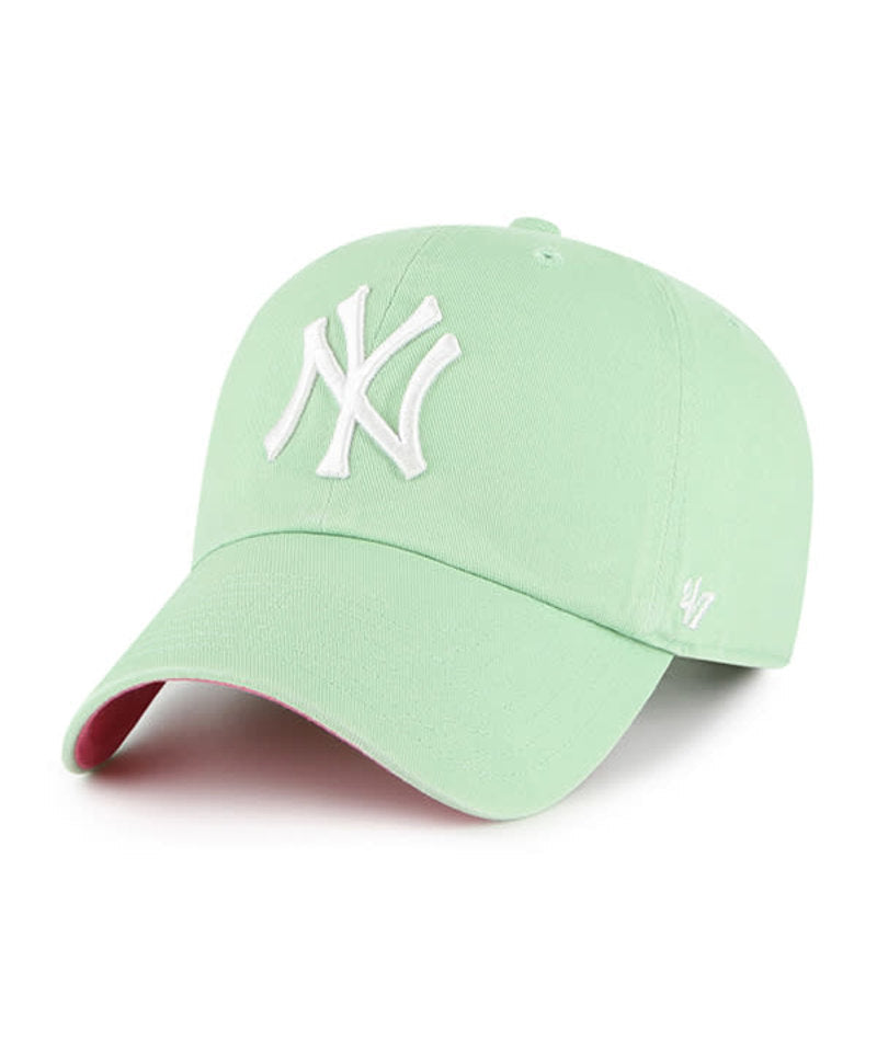47 New York Yankees Ballpark Clean Up Dad Hat Baseball Cap - Hemlock/Pink