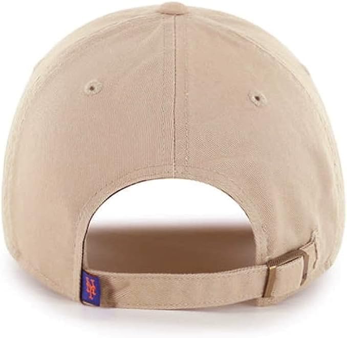 47 New York Mets Hat Mens Womens Clean Up Adjustable Baseball Cap, Khaki