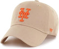 47 New York Mets Hat Mens Womens Clean Up Adjustable Baseball Cap, Khaki