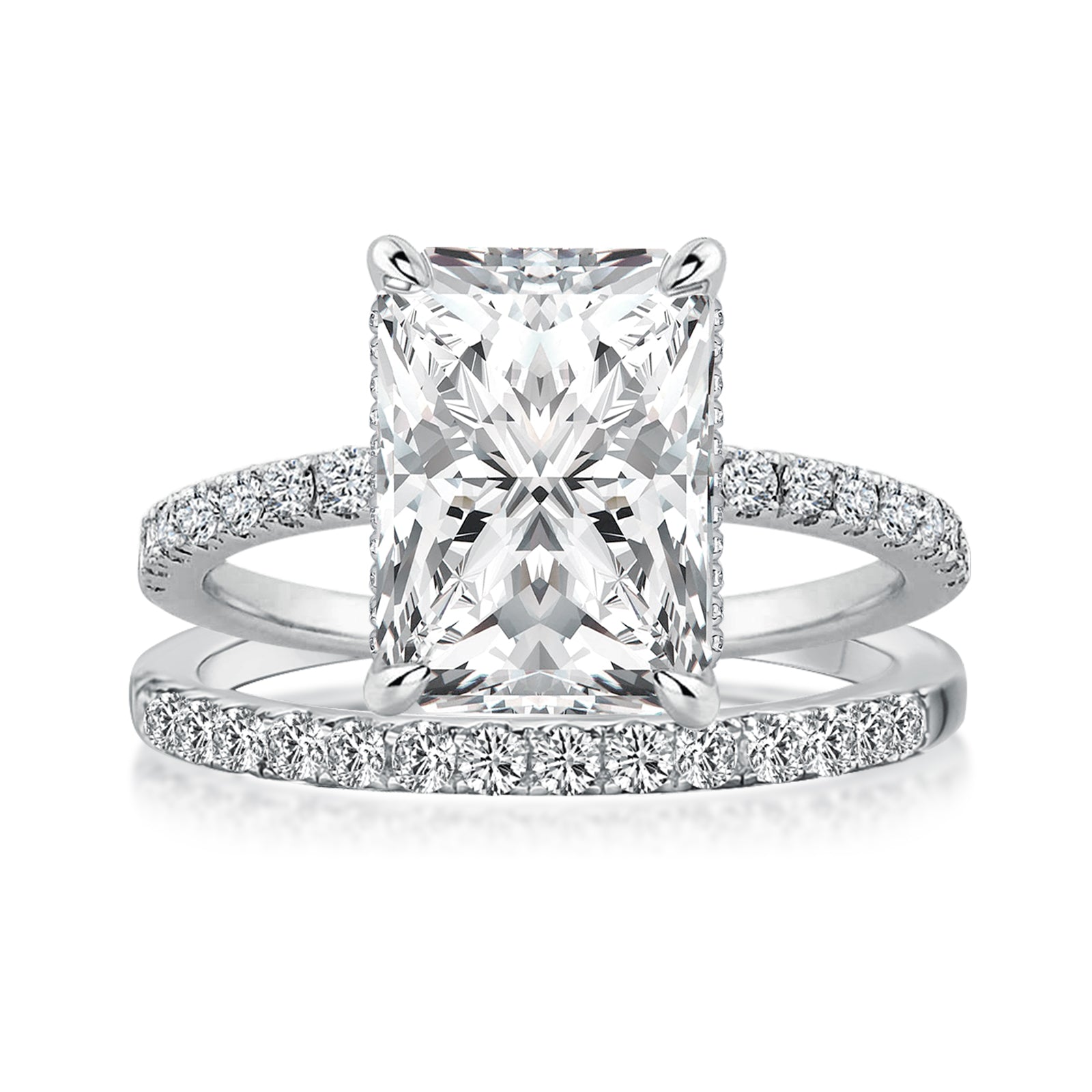 Rodiffy Moissanite 3.5 Ct Radiant Cut White Gold Wedding Ring For Women