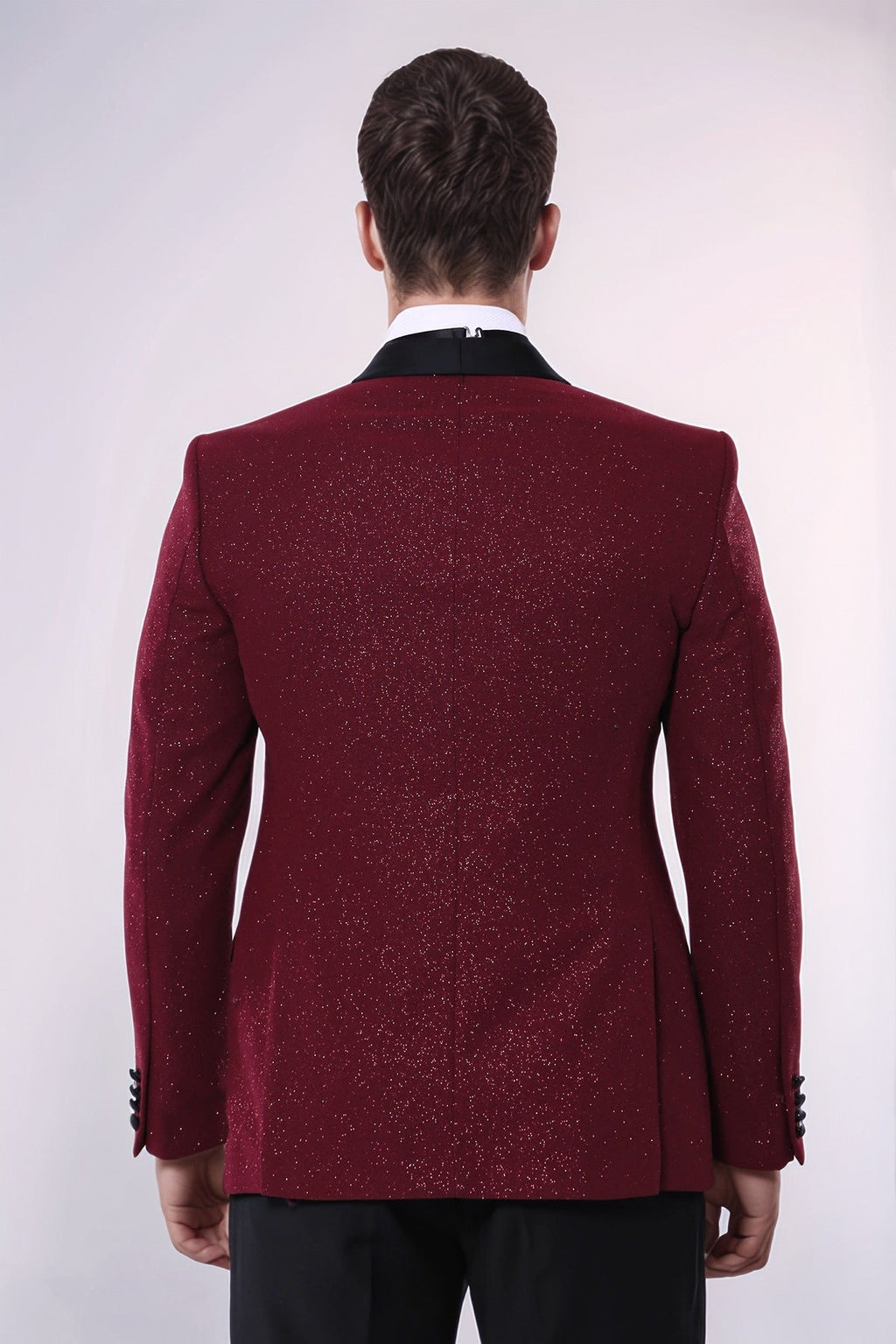 Burgundy Shawl Lapel Sparkly Men Tuxedo Jacket - Wessi