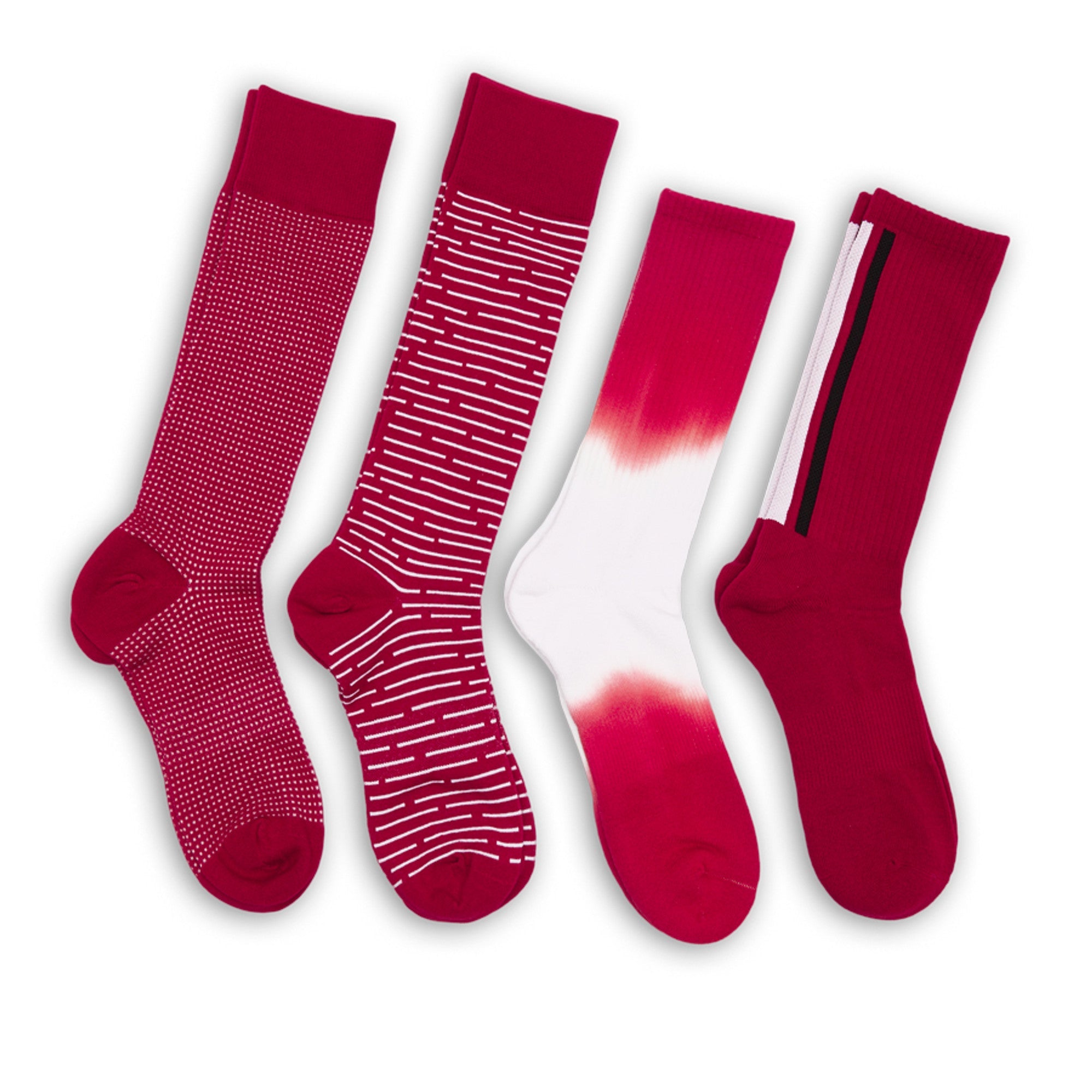 Cardinal / White Mixed Socks 4 Pack -B