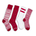 Cardinal / White Mixed Socks 4 Pack -A
