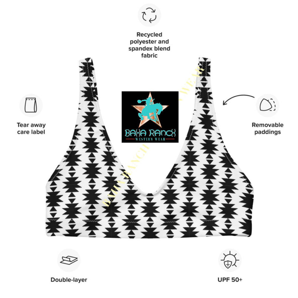 Baha Ranch Yeehaw White Aztec Bikini Top