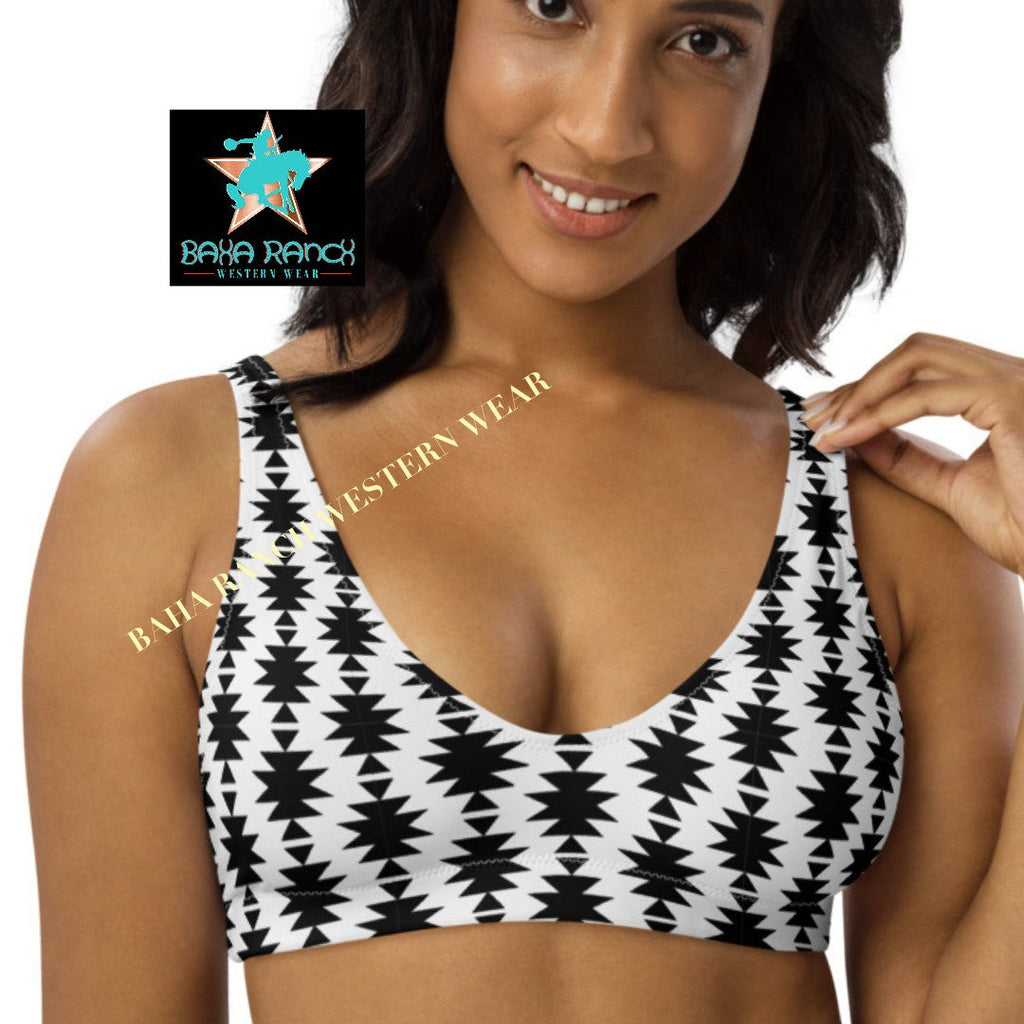 Baha Ranch Yeehaw White Aztec Bikini Top