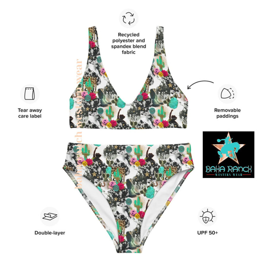 Baha Ranch Yeehaw Funky Cowgirl Collage Bikini