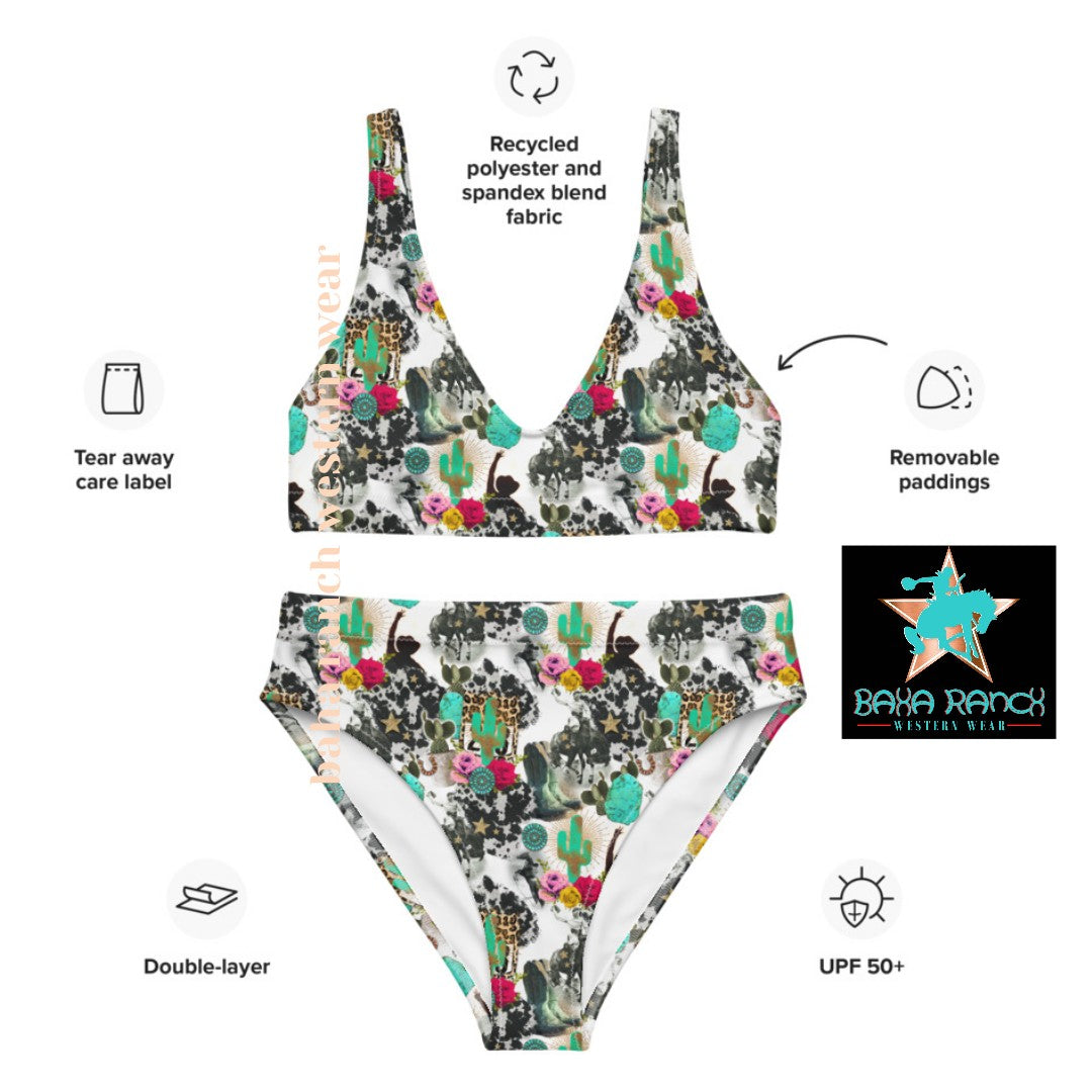 Baha Ranch Yeehaw Funky Cowgirl Collage Bikini