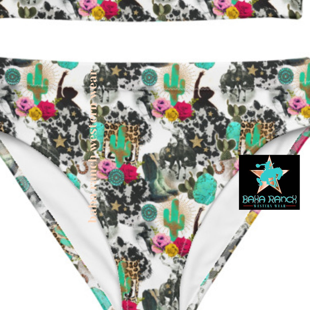 Baha Ranch Yeehaw Funky Cowgirl Collage Bikini