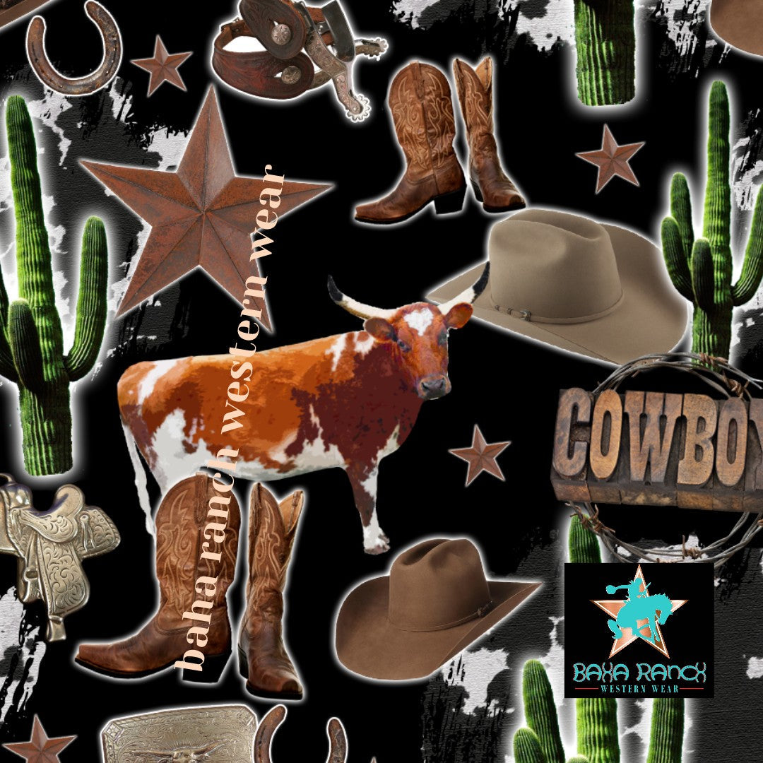 Baha Ranch Yeehaw Cowboy Collage Bikini
