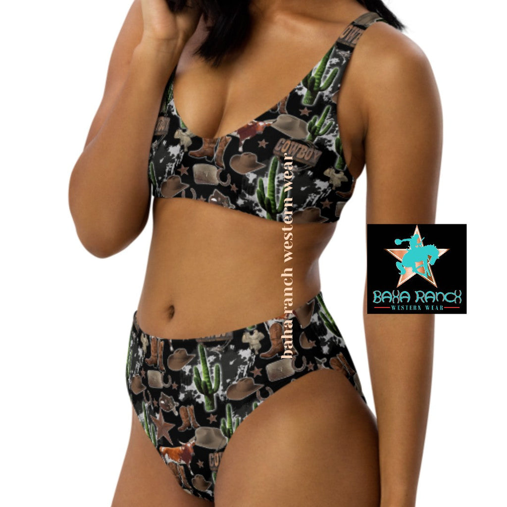 Baha Ranch Yeehaw Cowboy Collage Bikini