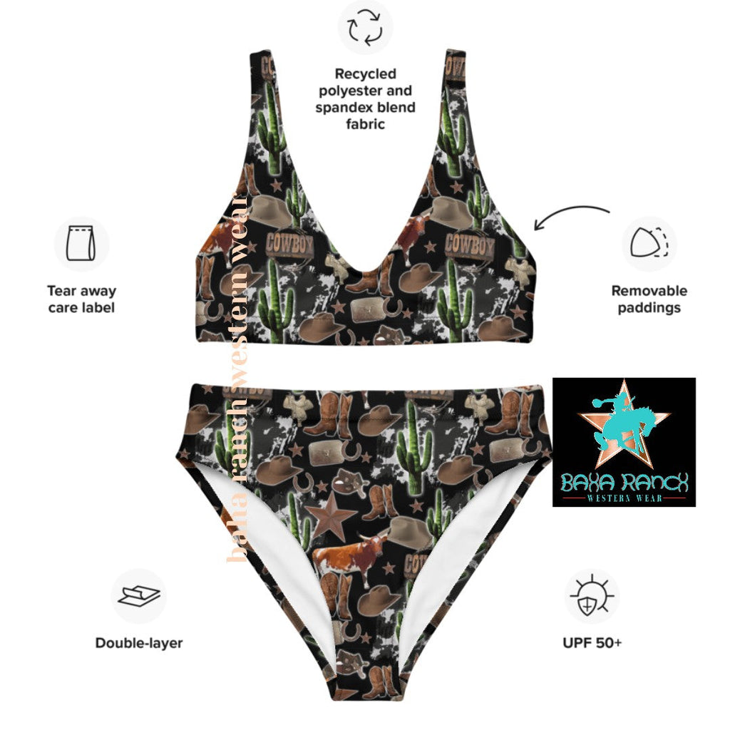 Baha Ranch Yeehaw Cowboy Collage Bikini