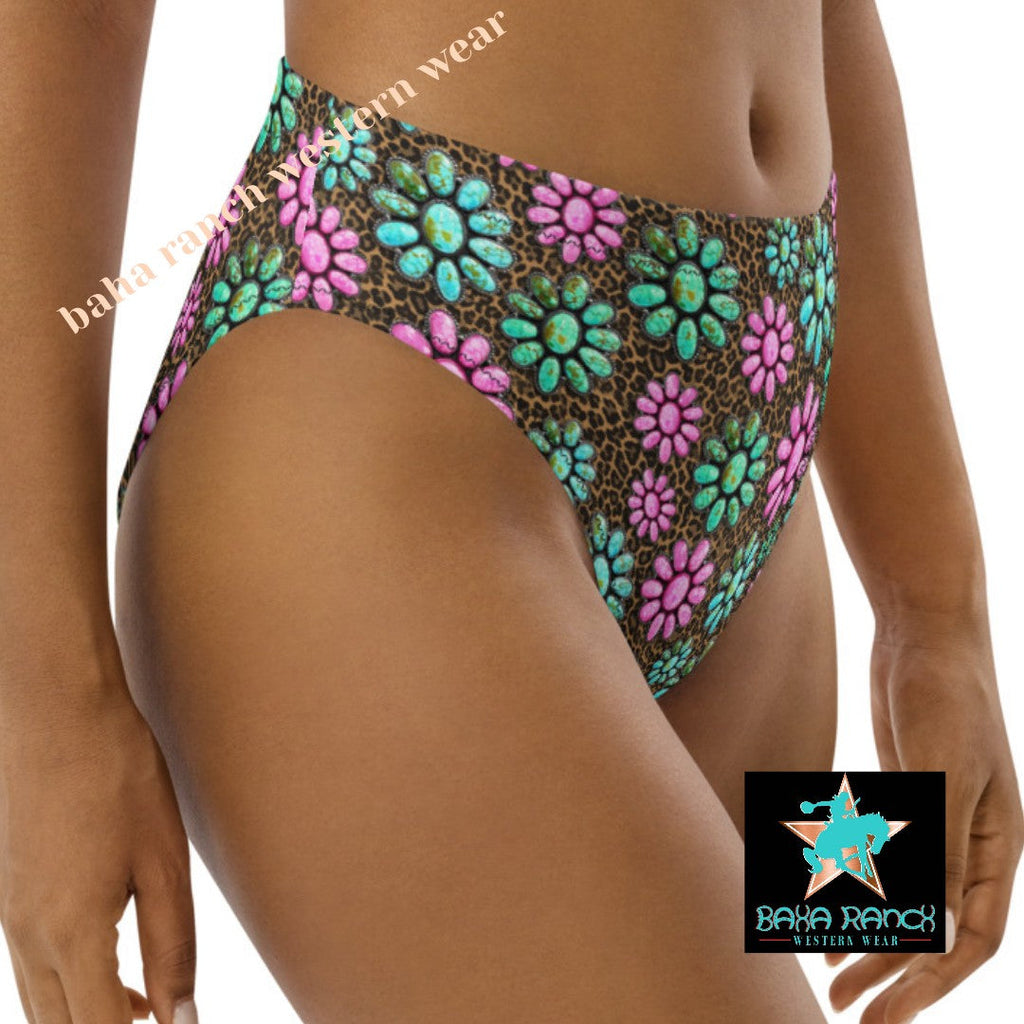 Baha Ranch Yeehaw Pink Turquoise Cowgirl Bikini Bottom