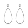 14k White Gold Textured Teardrop Motif Post Earrings