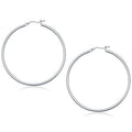 14k White Gold Polished Hoop Earrings (2x50 mm)