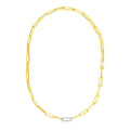 14k Yellow Gold Paperclip Chain Necklace with Diamond Link