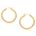 14k Yellow Gold Hoop Earring with Diamond-Cut Finish (3x30mm)