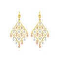 Textured Chandelier Earrings with Ball Drops in 14k Tri Color Gold