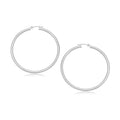 14k White Gold Polished Hoop Earrings (30  mm)