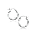 14k White Gold Polished Hoop Earrings (2x15mm)