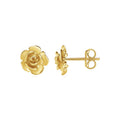 14k Yellow Gold Post Earrings with Roses(9.2mm)