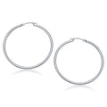 10k White Gold Polished Hoop Earrings (2x40 mm)