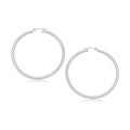 10k White Gold Polished Hoop Earrings (3x30mm)