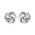 Textured and Polished Love Knot Earrings in Sterling Silver(13mm)