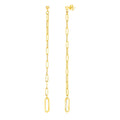 14k Yellow Gold Long Paperclip Chain Dangle Earrings