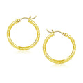 10k Yellow Gold Diamond Cut Hoop Earrings (3x20mm)