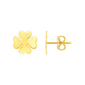 14K Yellow Gold Four Leaf Clover Earrings(10mm)