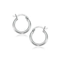 10k White Gold Polished Hoop Earrings (2x15 mm)