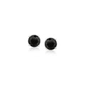 14k White Gold Stud Earrings with Black Faceted Cubic Zirconia(5mm)