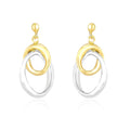 14k Two-Tone Gold Drop Earrings with Interlaced Oval Sections
